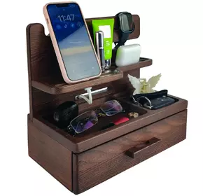 Настільний органайзер, підставка для телефону, окулярів, годинника з шухлядою