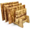 Набір обробних кухонних торцевих дерев'яних дошок прямокутні з виїмкою ясен з підставкою